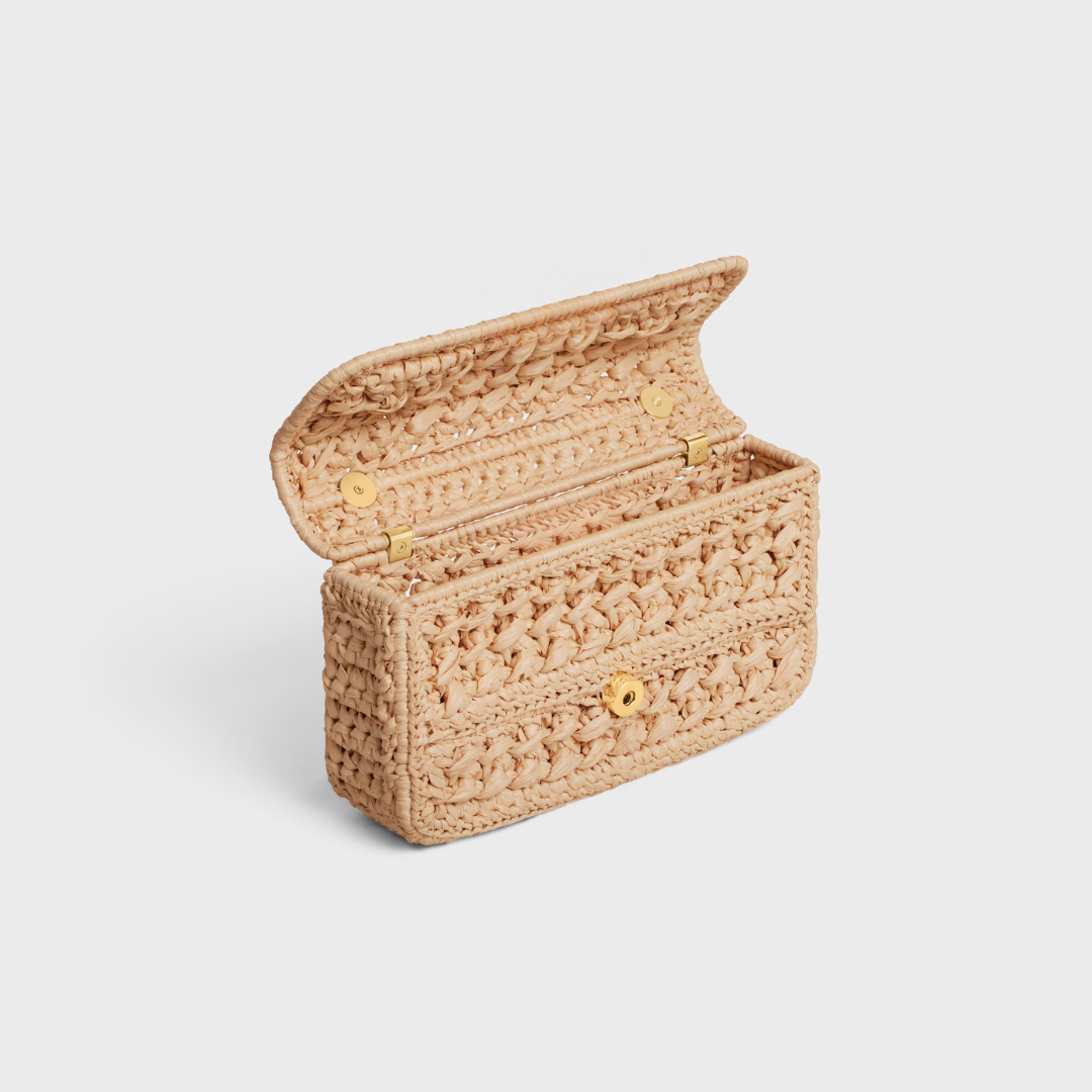 Bag Cl. Shoulder with Chain in Raffia Woven Effect