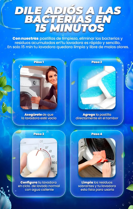 LavaClean Max - Caja x 12 Pastilla Limpiador de Lavadora